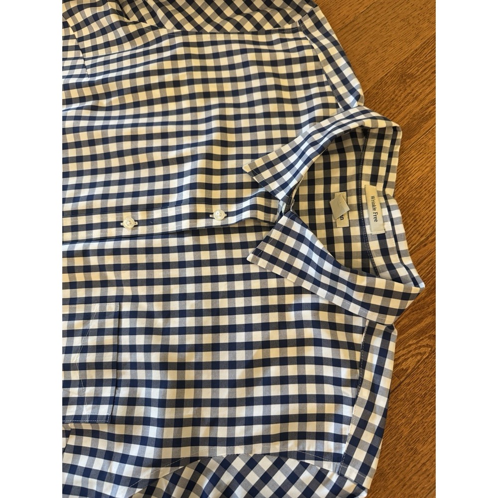 L.L. Bean Wrinkle Free Blue Check Button Down Shirt Women's Size 3X Plus